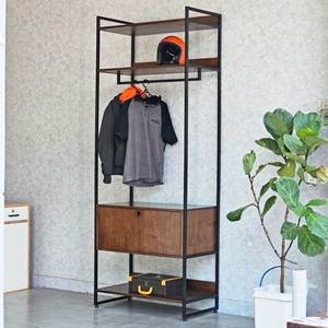 Magnifique porte-manteau en bois d'hévéa de 84x45x220cm avec 8 tiroirs pour salon - Product Image 2