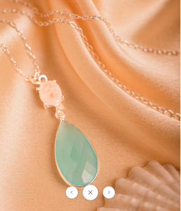 Rainbow Moonstone & Aqua Calcedonia Collar Plata de Ley 925 Cadena de eslabones de moda para compromiso de boda Material principal Plata - Product Image 4