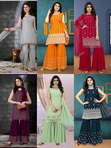 Kurti en coton de collection pour femmes indiennes avec plazo au prix le plus bas du marché surat gujarat vêtement ethnique prix de gros vêtements pour dames - Product Image 5