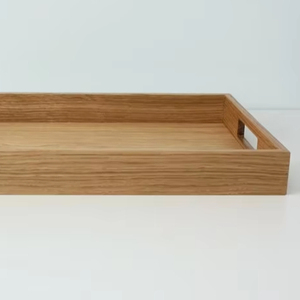Plateau de service portable en bois d'acacia massif de haute qualité, avec des bords en acier inoxydable, pour les aliments dans les hôtels, les restaurants et les maisons - Product Image 1