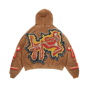 Sudaderas con capucha de algodón francés Terry ácido personalizadas para hombre, accesorio de temporada de invierno de alta calidad con parche bordado, venta al por mayor - Product Image 4