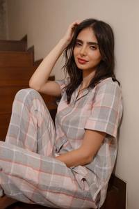 ชุดนอนผ้าคอตตอนเนื้อนุ่มสบายสำหรับผู้หญิงเจ้าสาวเจ้าบ่าวชุดใส่ได้ทั้งชายและหญิงพิมพ์ลายบล็อกด้วยมือที่สวยงามสำหรับฤดูร้อน - Product Image 2