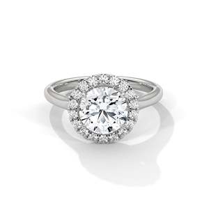 Bague de fiançailles élégante à halo rond, diamant de laboratoire de 2 carats, options or jaune, rose et blanc, clarté VVS, solitaire de luxe - Product Image 3