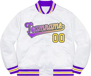 Veste Letterman en satin personnalisée pour hommes, uniforme de baseball de style de rue avec coutures coupe-vent et chaud pour les modèles d'hiver de couple - Product Image 5