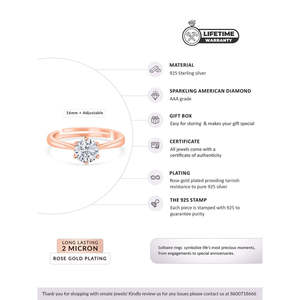 Bague ajustable en or rose de 1.5 carats avec diamant - Product Image 3