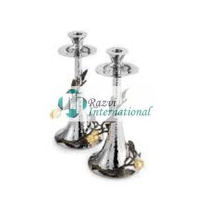 Nickel Plated <b>Candle</b> <b>Stick</b> <b>Holder</b> With Hammered Design 12 Inch Metal Mirror Polished <b>Candle</b> <b>Holder</b> Classic Stylish CandleHolder - Product Image 2