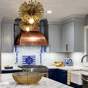 <span class=keywords><strong>Hotte</strong></span> de cuisine en cuivre sur mesure, artisanale, avec patine antique et motif floral, pour cuisine de villa de luxe de style toscan ou méditerranéen - Product Image 4