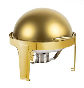 Plat de service avec couvercle pour la maison hôtel restaurant et ustensiles de cuisine décor de plat de service de couleur dorée - Product Image 1