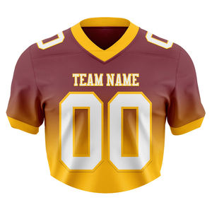 Maillot de football à manches courtes col en V en polyester maillot de football américain en maille avec numéro et nom d'équipe personnalisés - Product Image 3