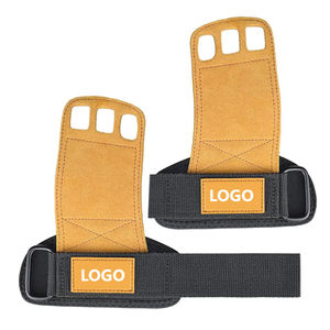 New Unisex Leather Custom High Quality Anti-slip Gym <b>Fitness</b> Workout Hand Grips for Power-lifting - Product Image 4