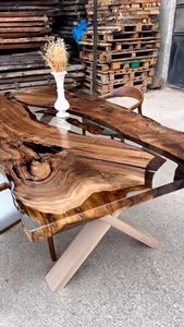 โต๊ะพื้นไม้และเรซินสุดหรูทำด้วยมือศิลปะสมัยใหม่ดีไซน์นางฟ้าปรับแต่งได้เฟอร์นิเจอร์รับประทานอาหารสำหรับบ้านและร้านอาหาร - Product Image 3