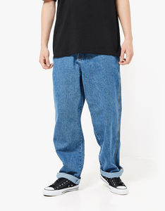 กางเกงยีนส์ขาบานสำหรับผู้ชายผ้าฝ้ายนุ่มทนทานสไตล์วินเทจกางเกงผ้าฝ้าย100% ย้อมสี - Product Image 4