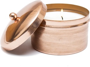 <b>Unique</b> Design Luxury Golden candle Jar Finished Handmade Eco-Friendly Lightweight Cylinder Metal Candle Jar for Home Weddings - Product Image 2