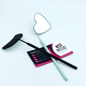 Espejo Cosmético Profesional de Acero Inoxidable con Acabado Plateado, Recubrimiento en Polvo de Vidrio Negro, Iluminado, con Logotipo Personalizado - Product Image 1