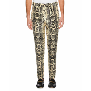 Recién llegado, pantalones informales de piel de serpiente, ropa de calle transpirable de alta calidad con patrón sólido, Parte delantera plana y logotipo en la cintura - Product Image 5