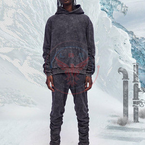 Wholesale Low Price Men Acid <b>Wash</b> Breathable Winter Hooded Casual Tracksuits High Quality New Arrival - Product Image 3