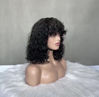 Encaje HD vietnamita súper doblemente trenzado para peluca bob de encaje con flequillo, rizo de lujo en 3 tonos de color para mujeres negras, venta al por mayor