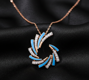 Collier pendentif de luxe en or rose et design moderne en spirale pour femmes, cadeau d'anniversaire - Product Image 4