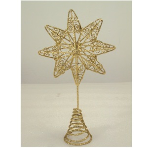 Silver Glitter Metal Wire Star <b>Christmas</b> <b>Tree</b> Topper For <b>Table</b> Top X mas Decoration - Product Image 2