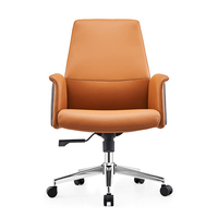 Fauteuil de bureau ergonomique en cuir PU orange à mécanisme fonctionnel avec roulettes