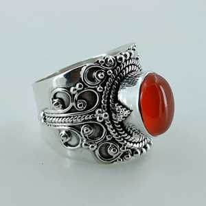 Anillo Boho de Plata de Ley 925 para Mujer, Marca Navya Craft, Hecho a Mano, con Piedra Ovalada de Cornalina y Coral, para Navidad, Aniversario, Cumpleaños - Product Image 6