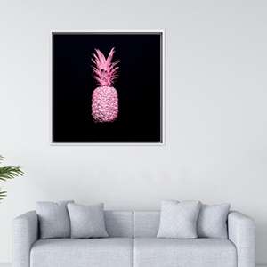 Printed <b>Pink</b> Pineapple Canvas Art: Modern, Vibrant Home Decor,White <b>Framed</b> - Product Image 1