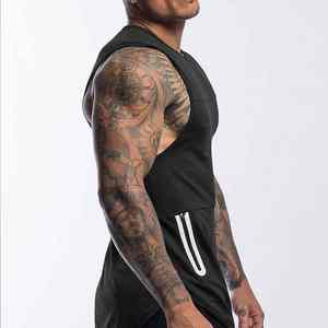 Camiseta Deportiva Personalizada de Alta Calidad 100% Algodón para Hombre, Cuello Redondo, Sin Mangas, con Bolsillo Lateral, Transpirable y Personalizable OEM - Product Image 3