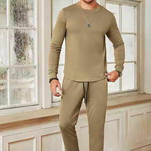 Survêtements de sport d'hiver respirants en molleton technique pour la gym et le fitness, ensemble deux pièces unisexe pour le jogging - Product Image 2