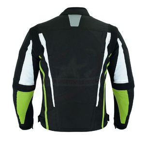 Veste de moto coupe-vent unisexe grande taille imprimée en Cordura-Textile de course automobile avec couleurs gris blanc et noir - Product Image 5