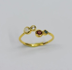 Ready to Ship 14K Gold Plated S925 Natural Australian <b>Opal</b> & Garnet <b>Ring</b> Cute Minimal Style for Wedding <b>Engagement</b> Gift Retails - Product Image 1