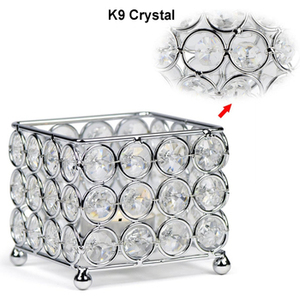 Porte-bougie votif en cristal argenté de qualité supérieure, grande forme carrée, support élégant, parfait pour la décoration de centres de villégiature et de mariages - Product Image 5