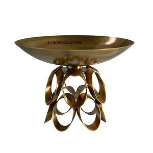 Tazón de Servir de Aluminio Más Popular con Diseño de Hojas y Asa Dorada para Decoración de Interiores del Hogar, Bodas, Hoteles y Restaurantes - Product Image 4