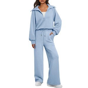 Pantalones de chándal de invierno XL ecológicos para mujer de alta calidad, conjuntos de Jogger con capucha, forro polar grueso de algodón 100%, gran oferta, diseño liso en blanco - Product Image 5