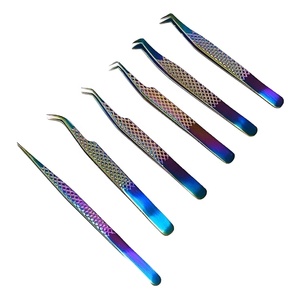 Pinces à cils en acier inoxydable avec poignée diamantée pour extensions de cils, outil professionnel d'extension de cils - Product Image 1