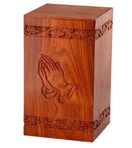 Urnas decorativas de cremación para cenizas Hermosa urna de madera para cenizas humanas Forma redonda-Árbol DE LA VIDA grabado-Urnas de madera - Product Image 3