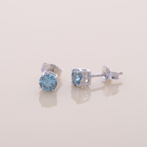 Pendientes de Diamantes Azules Cultivados en Laboratorio de 1.06ct, Oro Amarillo, Blanco y Rosa de 9K, Corte Princesa, Chapados en Rodio, Certificados por IGI, Joyería Clásica - Product Image 3