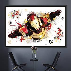Tableau imprimé sur toile Marvel Iron Man pour la décoration de la chambre des enfants, 1P : encadré noir - Product Image 1