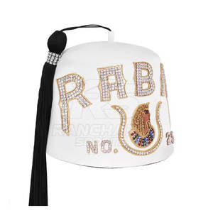 Sombrero Masónico de Alta Calidad, Fieltro de Lana Rojo, Sombrero Masónico Tradicional, Gorra Ceremonial de Francmasonería - Product Image 2