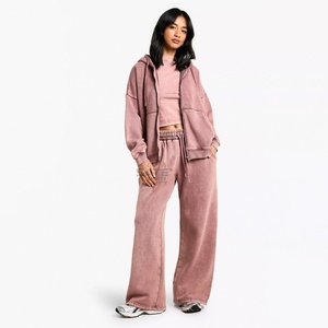 Nouveauté 2025, survêtement zippé de haute qualité, délavé à l'acide, pour femmes, décontracté, à capuche, hiver, strass, look usé, élégant - Product Image 5