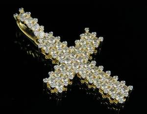 Pendentif Croix de Luxe en Argent Sterling Doré, Moissanite Brillante Entièrement Sertie 10 Carats, Bijou Hip Hop Premium, Pièce Maîtresse - Product Image 5