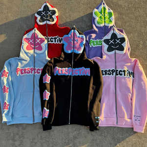 OEM Custom DTG Print All Full Zip Up Hoodie Hiver Surdimensionné 500GSM Heavy Weight French Terry Hoodie - Product Image 2