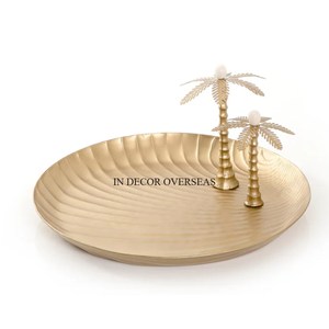 Alambre de metal de alta calidad hecho de alta calidad chapado en oro llamativo aspecto diseñador MESA CENTRO DE MESA bandeja para servir alimentos suministros - Product Image 5