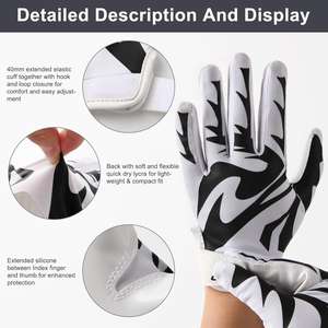 Gants de football américain professionnels pour receveurs, logo personnalisé, paume entièrement en silicone, gants d'entraînement antidérapants, gants de football collants - Product Image 6