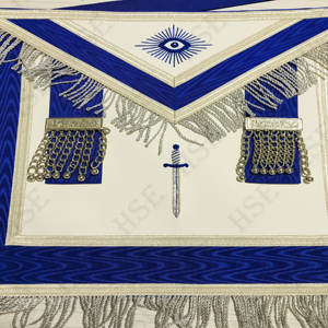 MASONIC REGALIA TYLAR <b>APRON</b> BLUE WITH CHAIN COLLAR & JEWEL - Product Image 3