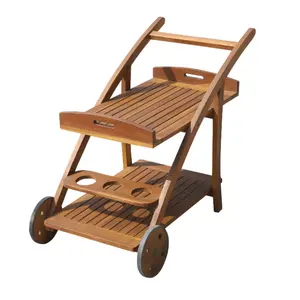 Outdoor Furniture Tea Trolley With Wheels Modern Style Factory Price Wooden Tea Trolley Patio Furniture Vietnam Manufacturer