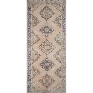 พรมขนสัตว์ถักมือสไตล์วินเทจ สีเบจและสีน้ำตาล ลายเหรียญแบบนามธรรม รูปทรงสี่เหลี่ยมผืนผ้า สำหรับห้องนั่งเล่นหรือทางเดินในบ้าน สินค้าใหม่ - Product Image 1