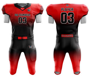 Uniforme de football américain pour hommes en gros, taille plus, été, tissu en maille respirant à séchage rapide, impression par sublimation, patch en caoutchouc - Product Image 6