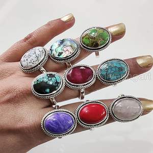 Anillo de Mujer con Granate Natural, Coral, Turmalina, Rubí, Lapislázuli, Cuarzo, Labradorita, Joyería Hecha a Mano, Anillo de Plata de Ley 925 - Product Image 5