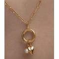 Dije de Corazón Impermeable Chapado en Oro, Estilo Religioso, Aleación de Latón, Joyería con Circonita, Chapado en Oro de 24K, Color Oro de 18K, Patrón Bonito - Product Image 2
