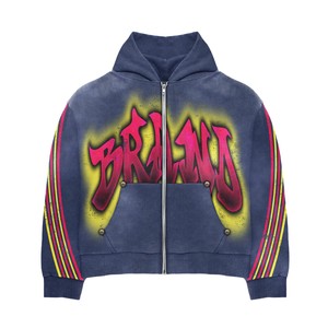 Chándales de entrenamiento con diseño de logotipo de marca reflectante a precio barato, conjuntos de dos piezas personalizados, conjuntos de pantalones con capucha a rayas - Product Image 4